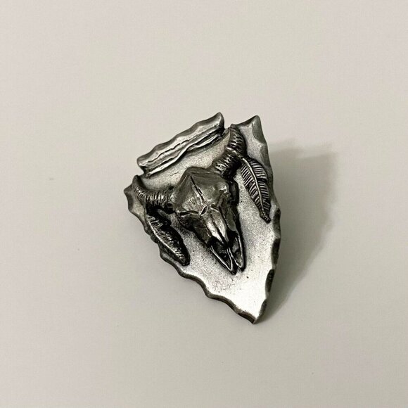 Vintage Bergamot Skull Bull Head Pin - Picture 1 of 9